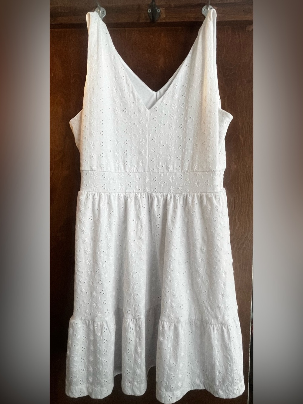 LOFT Wonens White Tiered Sundress with elastic back waist L